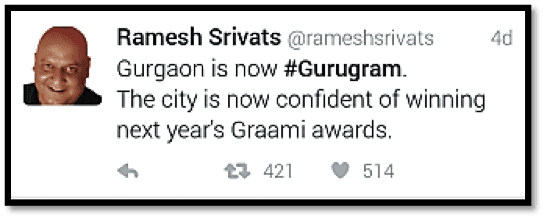 TrendMantra article233_6 10 Trending Tweets On Gurugram!! Must Read 